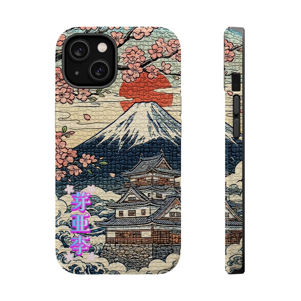 'Mary' Kanji name | Mt. Fuji & Sakura Vintage Magnetic Impact-Resistant Phone Cases【Women's】