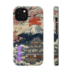 'Mary' Kanji name | Mt. Fuji & Sakura Vintage Magnetic Impact-Resistant Phone Cases【Women's】