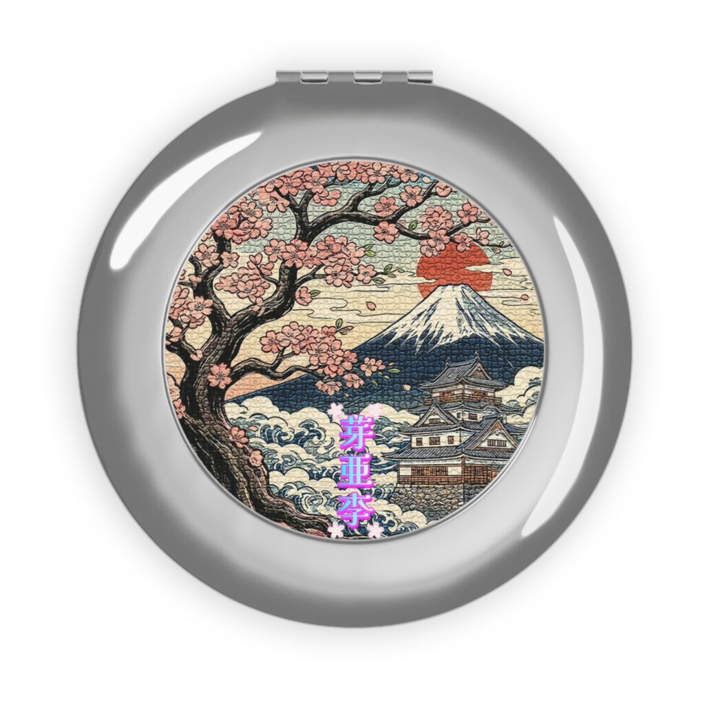 'Mary' Kanji name | Mt. Fuji & Sakura Vintage Mosaic Compact Mirror【Women's】
