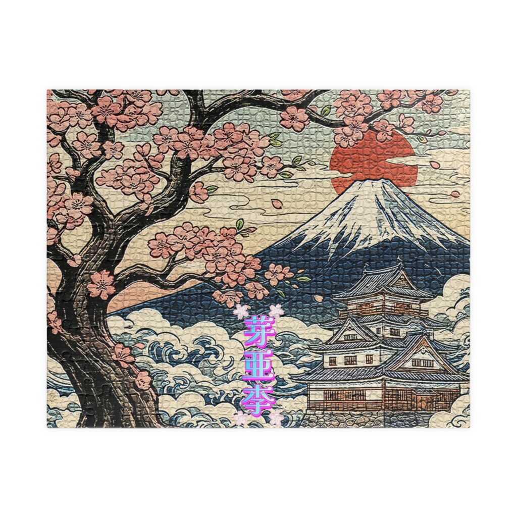 'Mary' Kanji name | Mt. Fuji & Sakura Vintage Mosaic Puzzle (110P/252P/520P)【Women's】